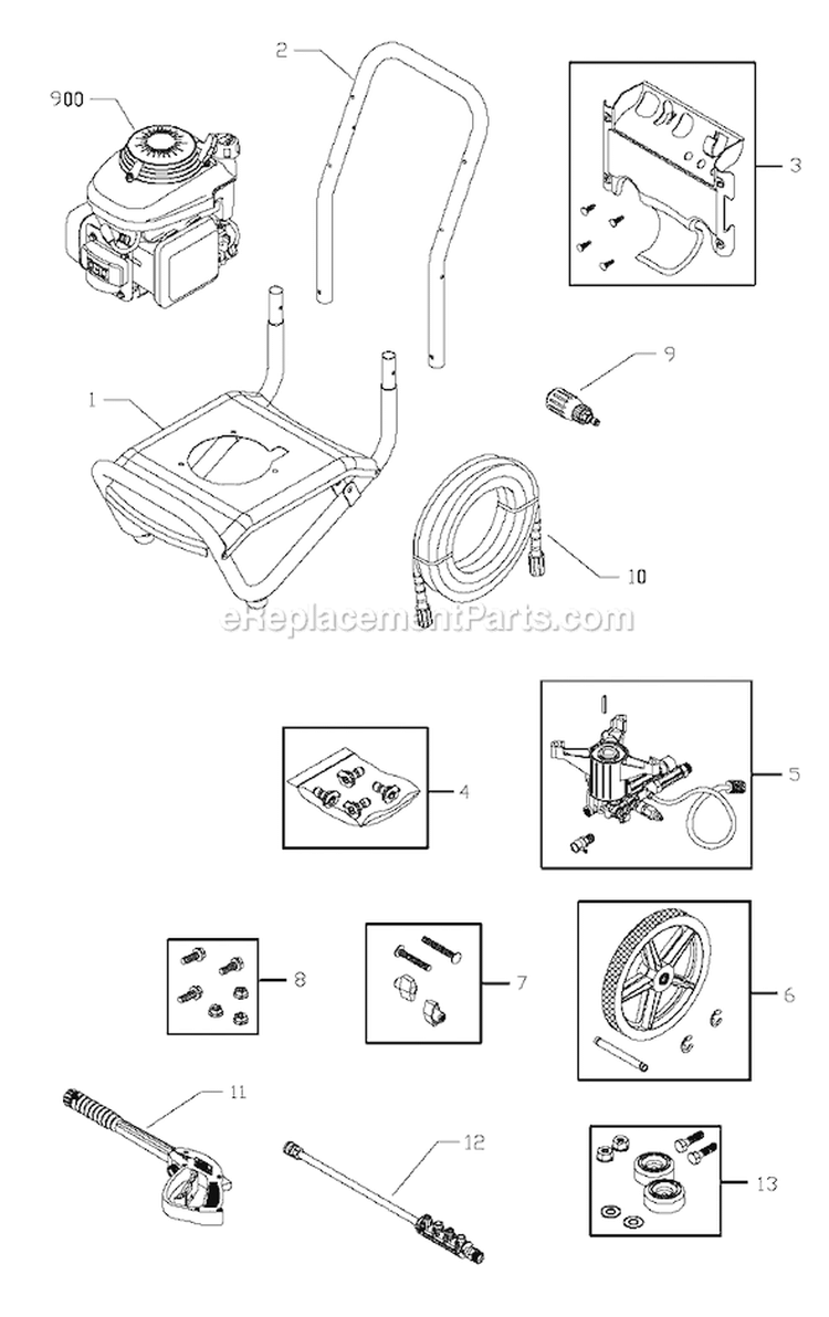 Page A Diagram and Parts List for  Briggs and Stratton Pressure Washer